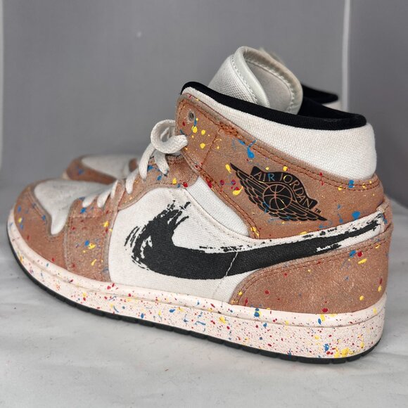 NIKE Air Jordan 1 Mid SE Brushstroke Paint Splatter... | Depop NIKE AIR SE Mid Brushstroke Paint splatter size 7 unisex